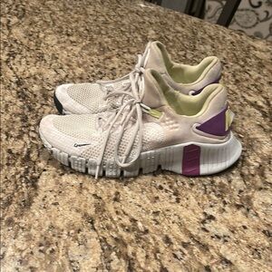 Women's Cream and Purple Athletic Shoes